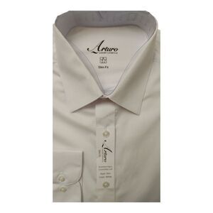 MEN'S ARTURO LUXURY LIFESTYLE WHITE SLIM FIT DRESS SHIRT.